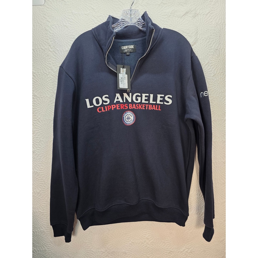 Courtside Supply LA Clippers Sweatshirt Men Large Navy NWT NBA 1/4 Zip Pullover